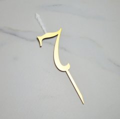 Свеча-топпер декоративная акриловая Цифра "7" Золото 