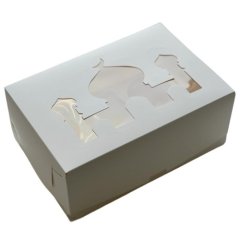 Коробка на 6 капкейков с окном "Мечеть" белая 23,5х16х10 см 040341