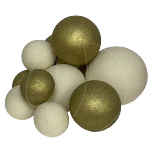 Набор шаров из шоколадной глазури бело-золотой 