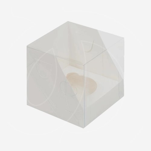Коробка на 1 капкейк с прозрачной крышкой белая 040120 ф   КУ-00699   КУ-699, 51010