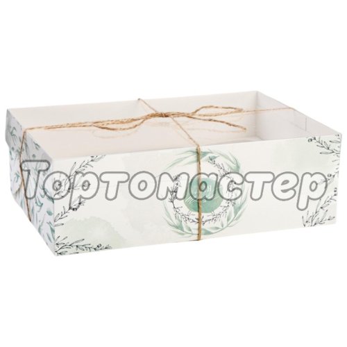 Коробка на 6 капкейков с окном "Листья" 23x16x7,5 см 4675075
