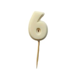 Фигурка из шоколадной глазури "Цифра белая 6" ФГ177(белый6)	