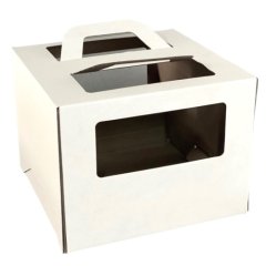 Коробка для торта с окном и ручками белая 30х30х20 см 