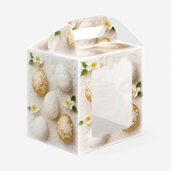 Коробка для торта/кулича с окном "Ажурная" 10х10х15 см КУ-00950