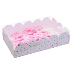 Коробка для сладостей с прозрачной крышкой "Пионы" 20х30х8 см 3573549