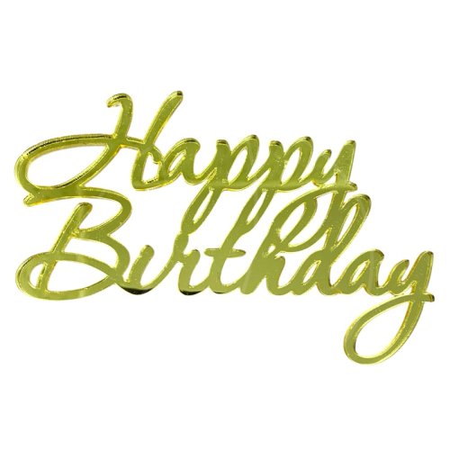 Топпер декоративный акриловый "Happy birthday" Золото 8х5 см 36056