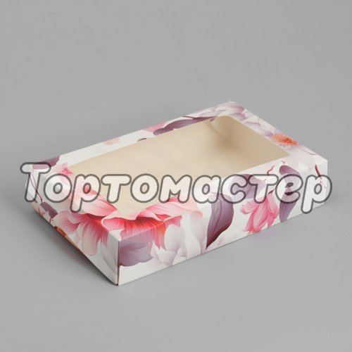 Коробка для сладостей с окном "Цветы" 20х12х4 см 10107745