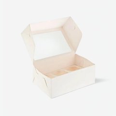 Коробка на 6 капкейков с окном белая 25х17х10 см 425101, ForG MUF 6 PRO I W W,    КУ-080, 00062