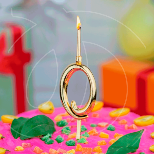 Свеча декоративная Цифра "0" Золотая 