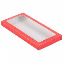 Коробка для шоколадной плитки с окном красная 18х9х1,4 см КУ-231 