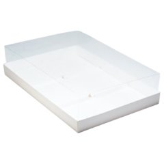 Коробка на 6 пирожных с прозрачной крышкой белая 27,3х18х6,5 см 