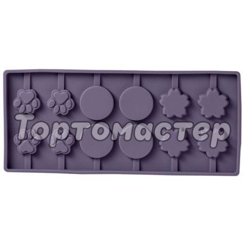 Форма силиконовая для леденцов "Лапки и Цветочки" 12 шт 4324215