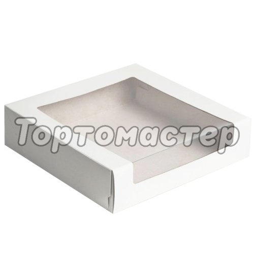 Коробка для зефира с окном белая ForGenika 22,5х22,5х6 см ForG SHELF I W W 225*225*60 A